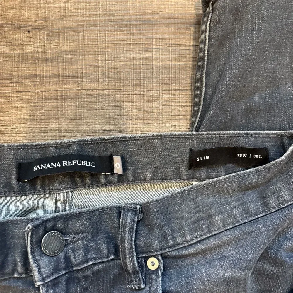 Banana Republic Pants Mens Gray Cotton Slim Straight Fit 33x30